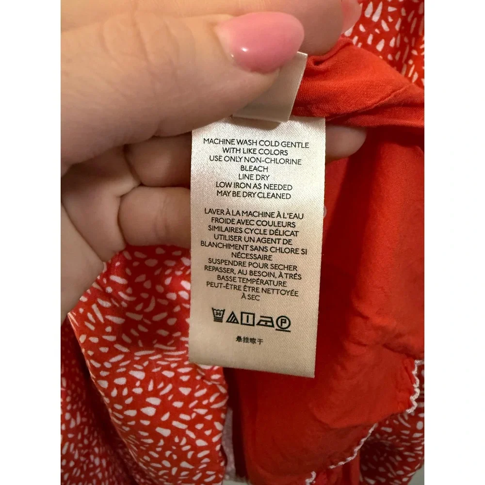 Anthropologie Moglea Dappled A-Line Red & White Micro Dot Maxi Skirt Women's - 0
